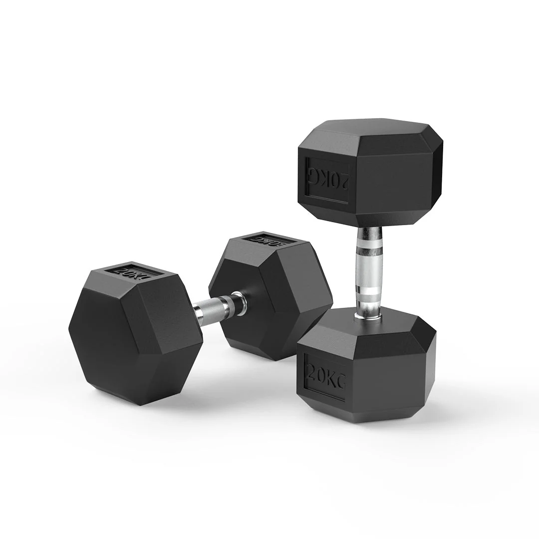 Rubber Hex Dumbbell Set 10 to 20kg - Image 3