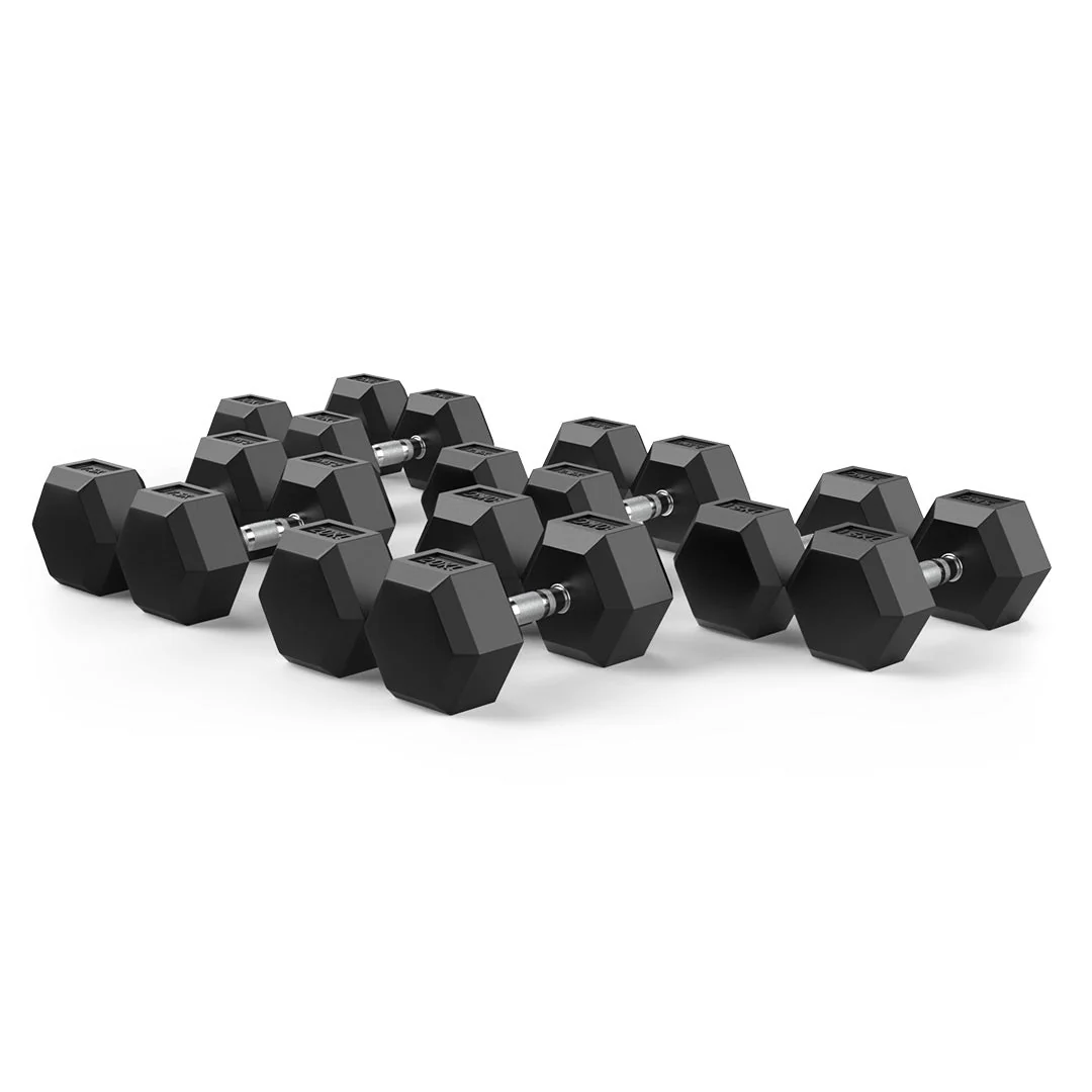 Rubber Hex Dumbbell Set 10 to 20kg - Image 4