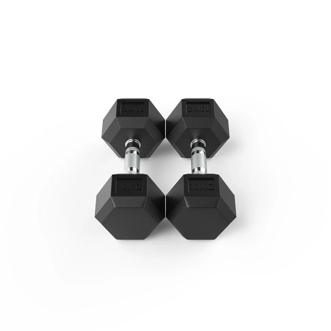 10kg Hex Dumbbell Set – Rubber Coated - Image 2