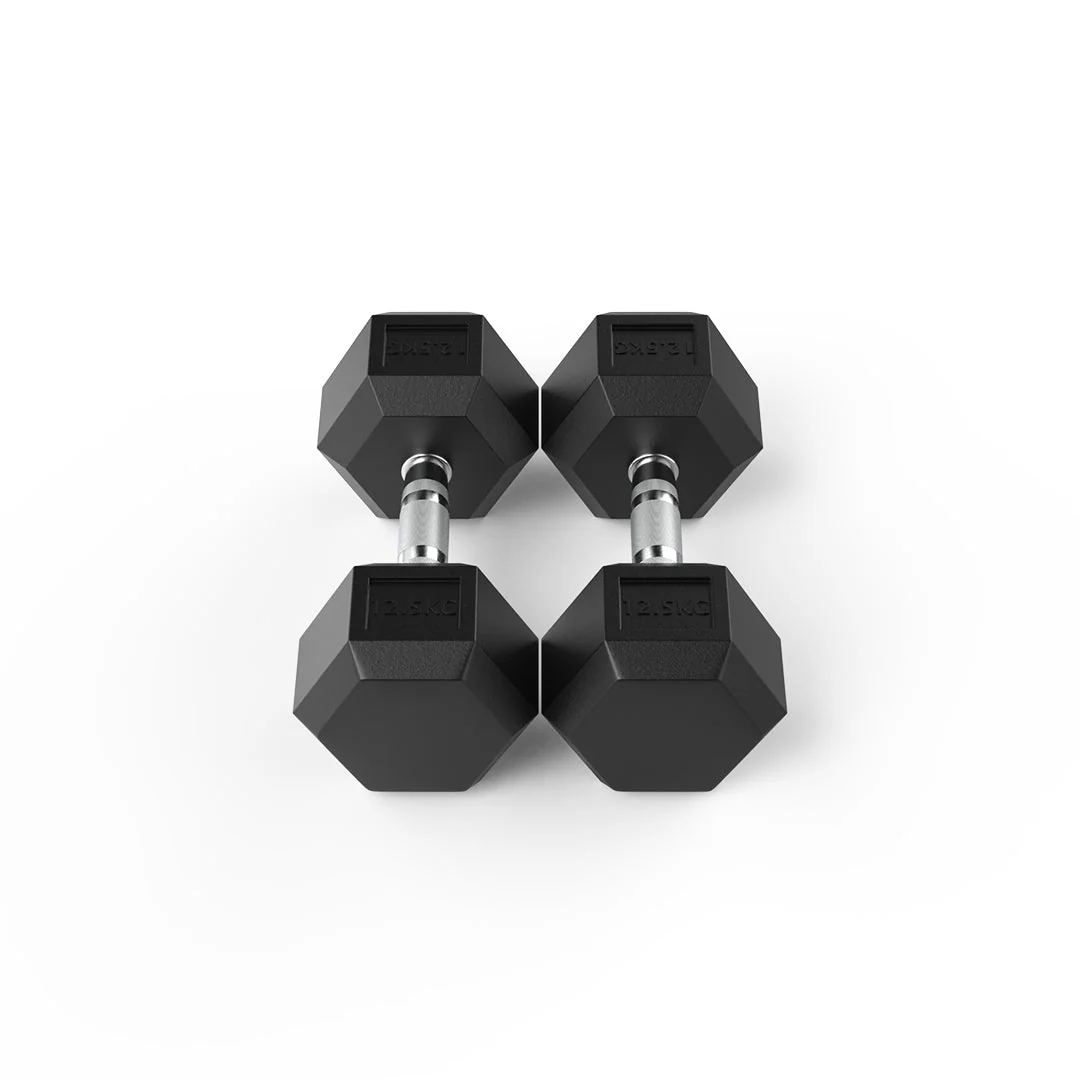 12.5kg Hex Dumbbell Set – Rubber Coated - Image 2