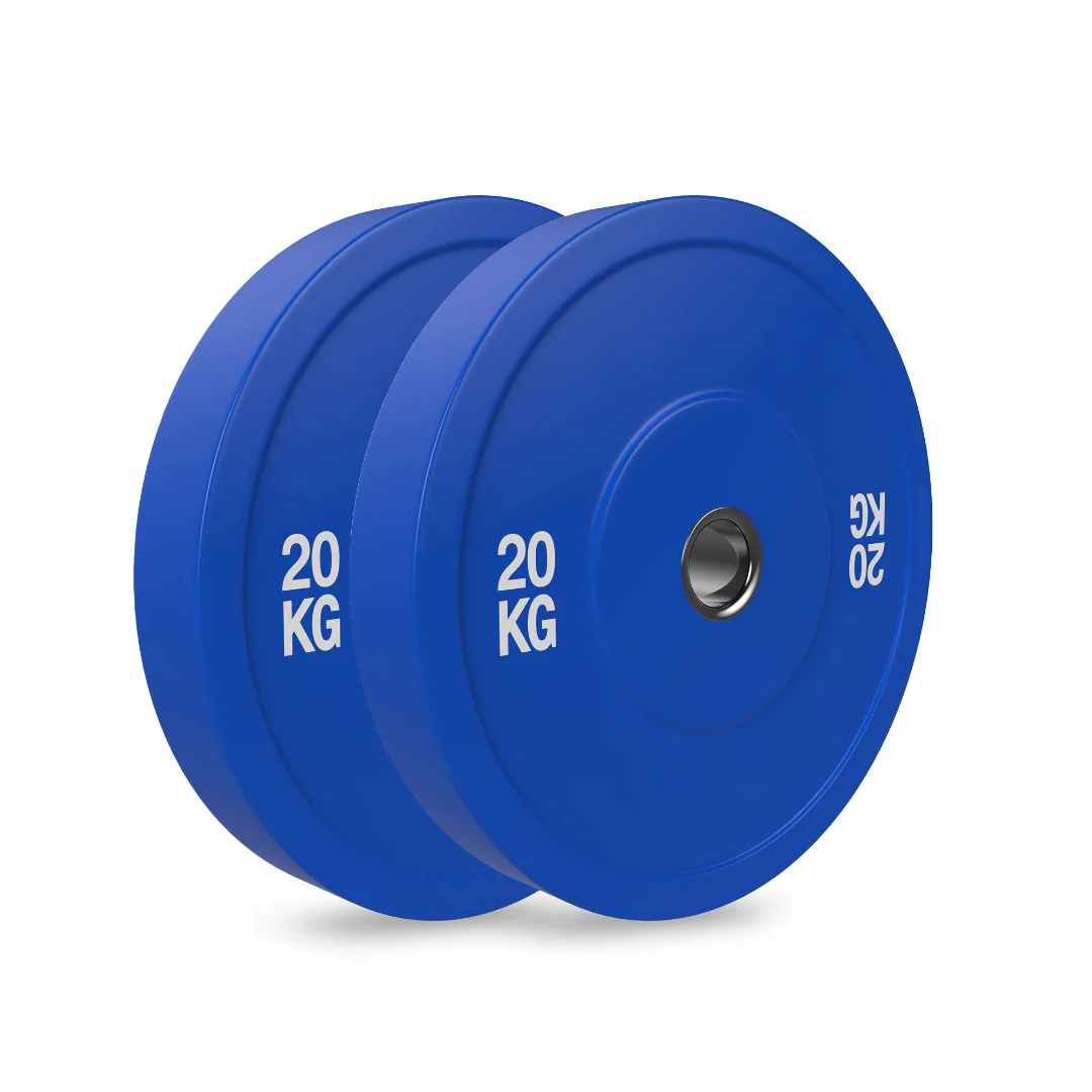 Pro Olympic Barbell & 120kg Coloured Bumper Plates with Clips - Image 7