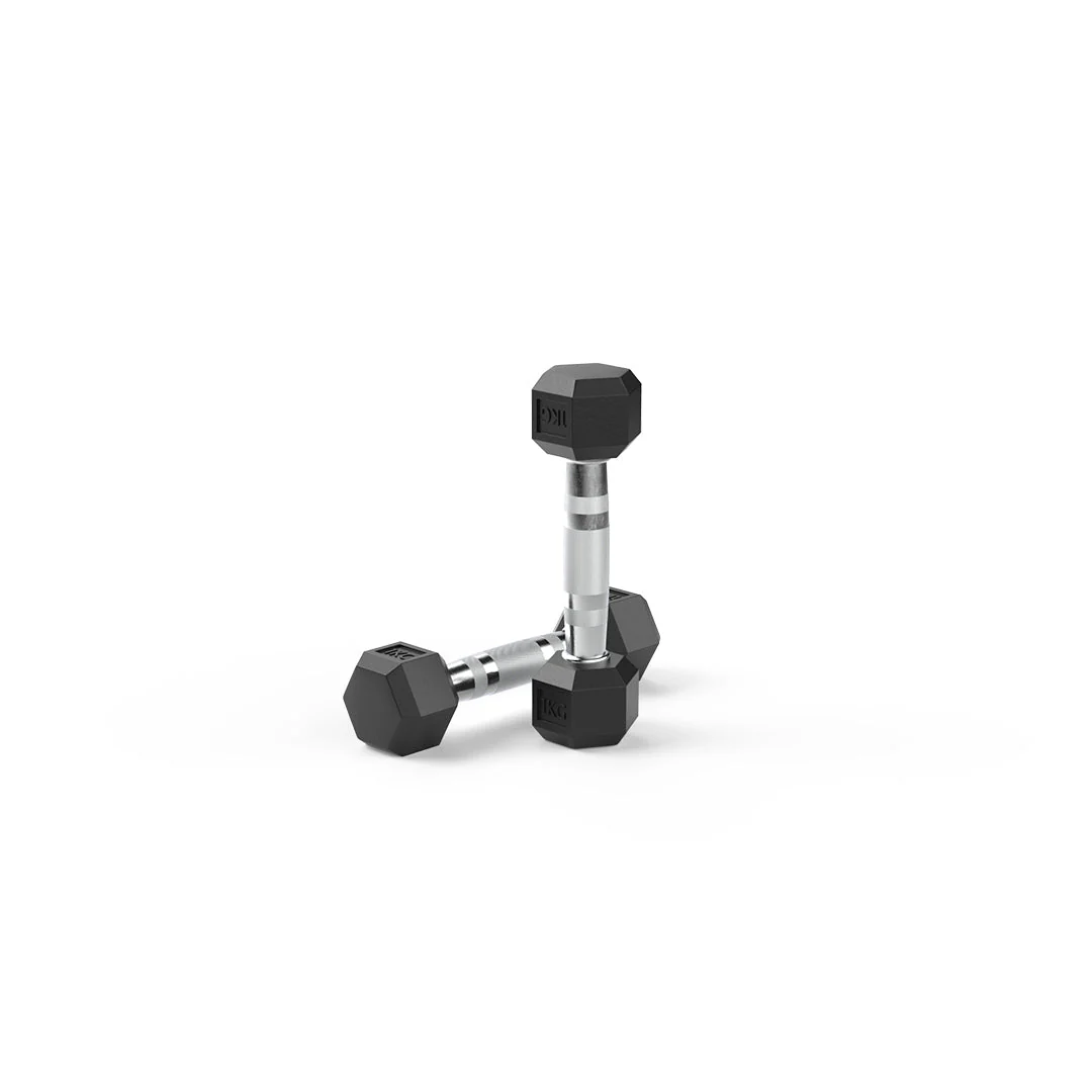 1kg Dumbbell Pair – Durable Rubber Hex Design