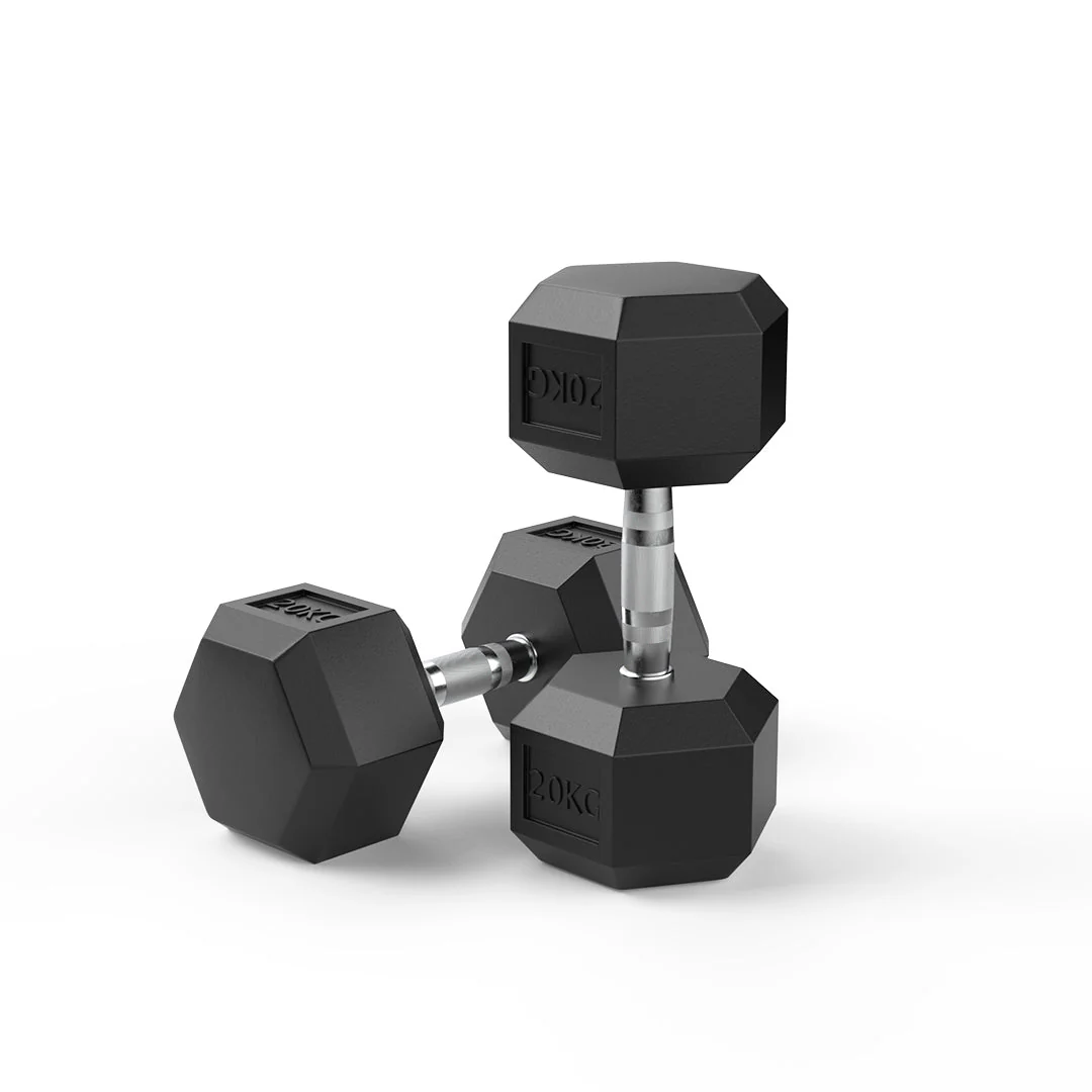 20kg Dumbbell Pair – Rubber Hex Design