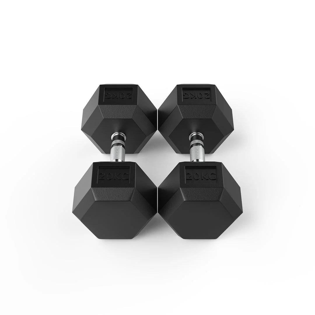 20kg Dumbbell Pair – Rubber Hex Design - Image 2