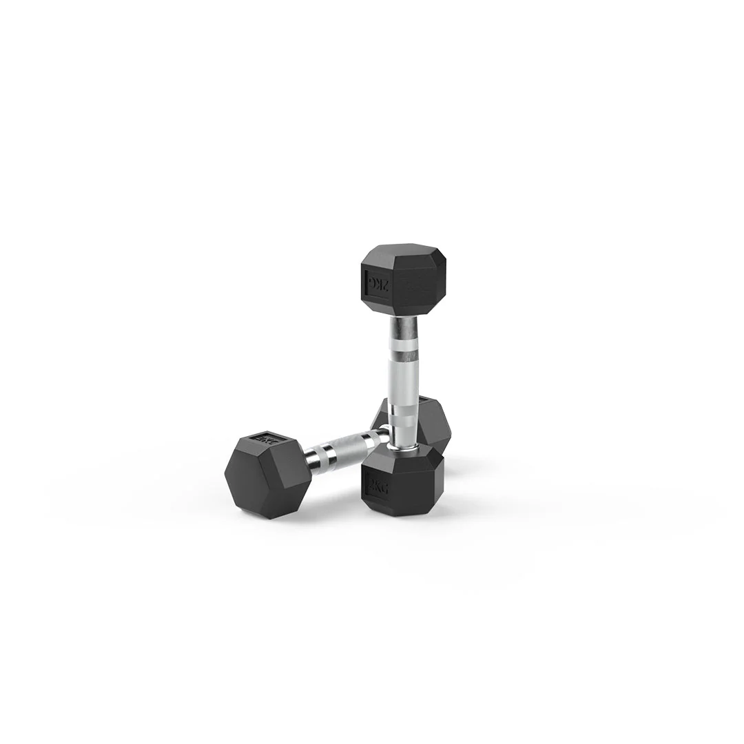 2kg Dumbbell Pair Durable Rubber Hex Design