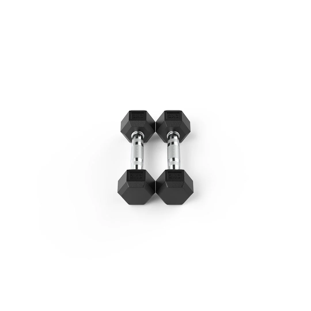 2kg Dumbbell Pair Durable Rubber Hex Design - Image 2
