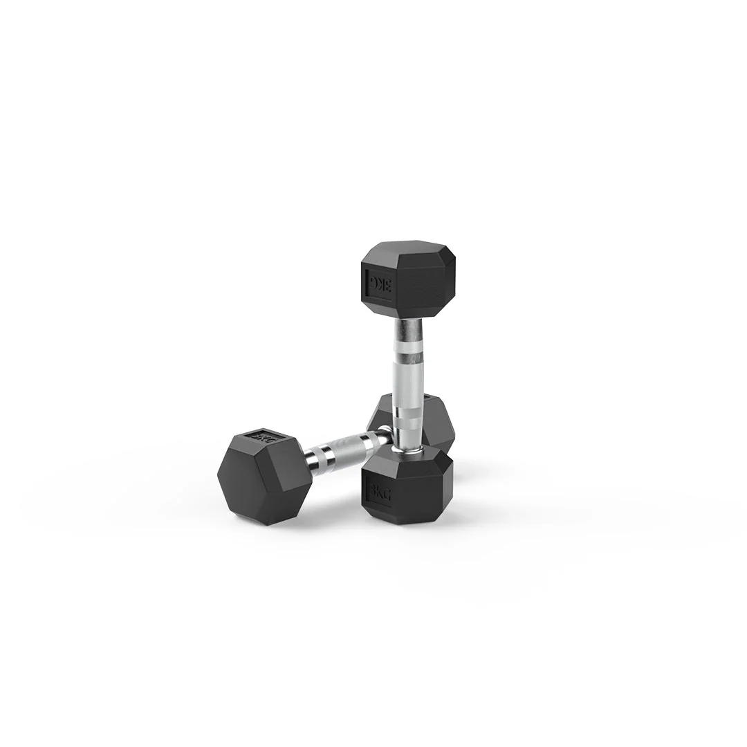 3kg Dumbbell Pair Durable Rubber Hex Design