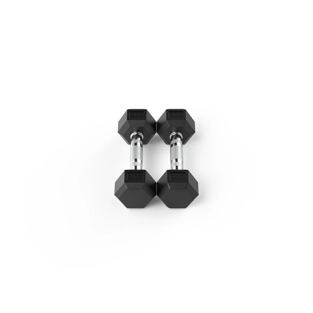 3kg Dumbbell Pair Durable Rubber Hex Design - Image 2