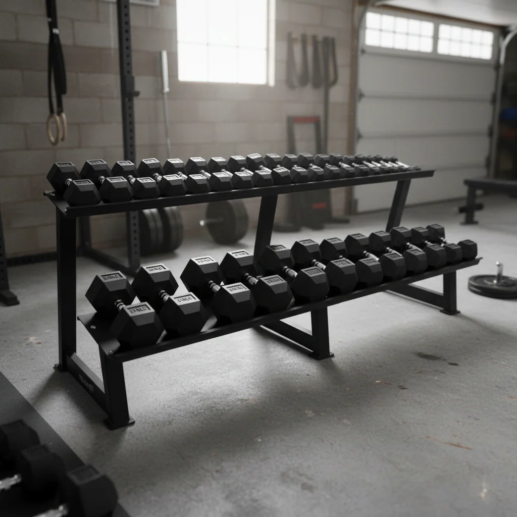 4-30kg Rubber Hex Dumbbells with rack - Image 6