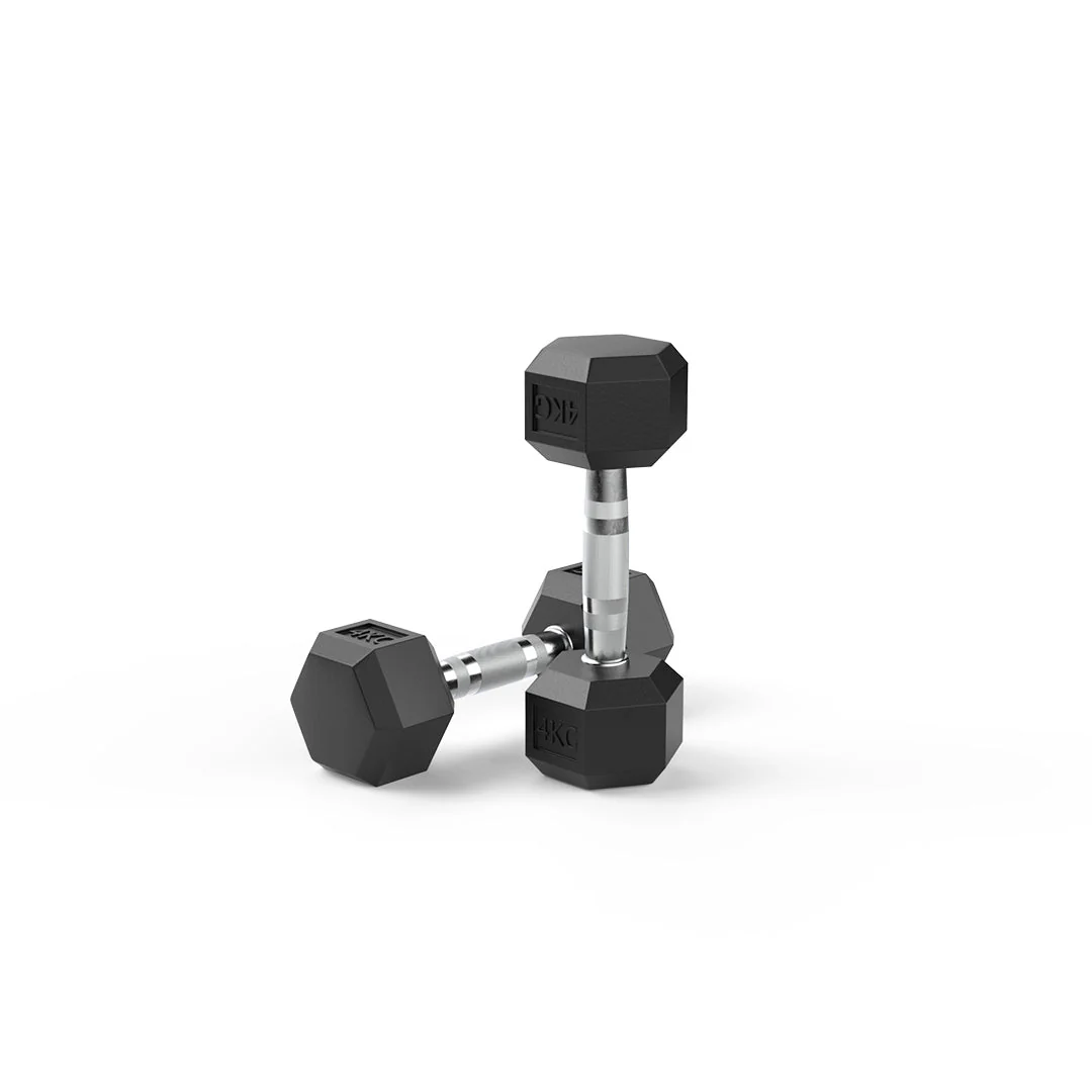 4kg Dumbbell Pair Durable Rubber Hex Design