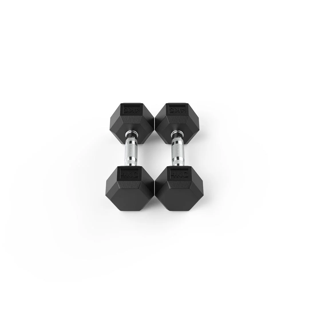 4kg Dumbbell Pair Durable Rubber Hex Design - Image 2