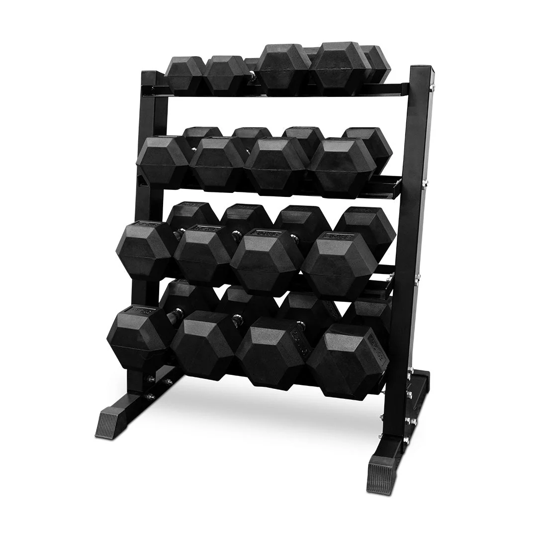 Rubber Hex Dumbbell Set & Rack (5-25 kg Range) - Image 5