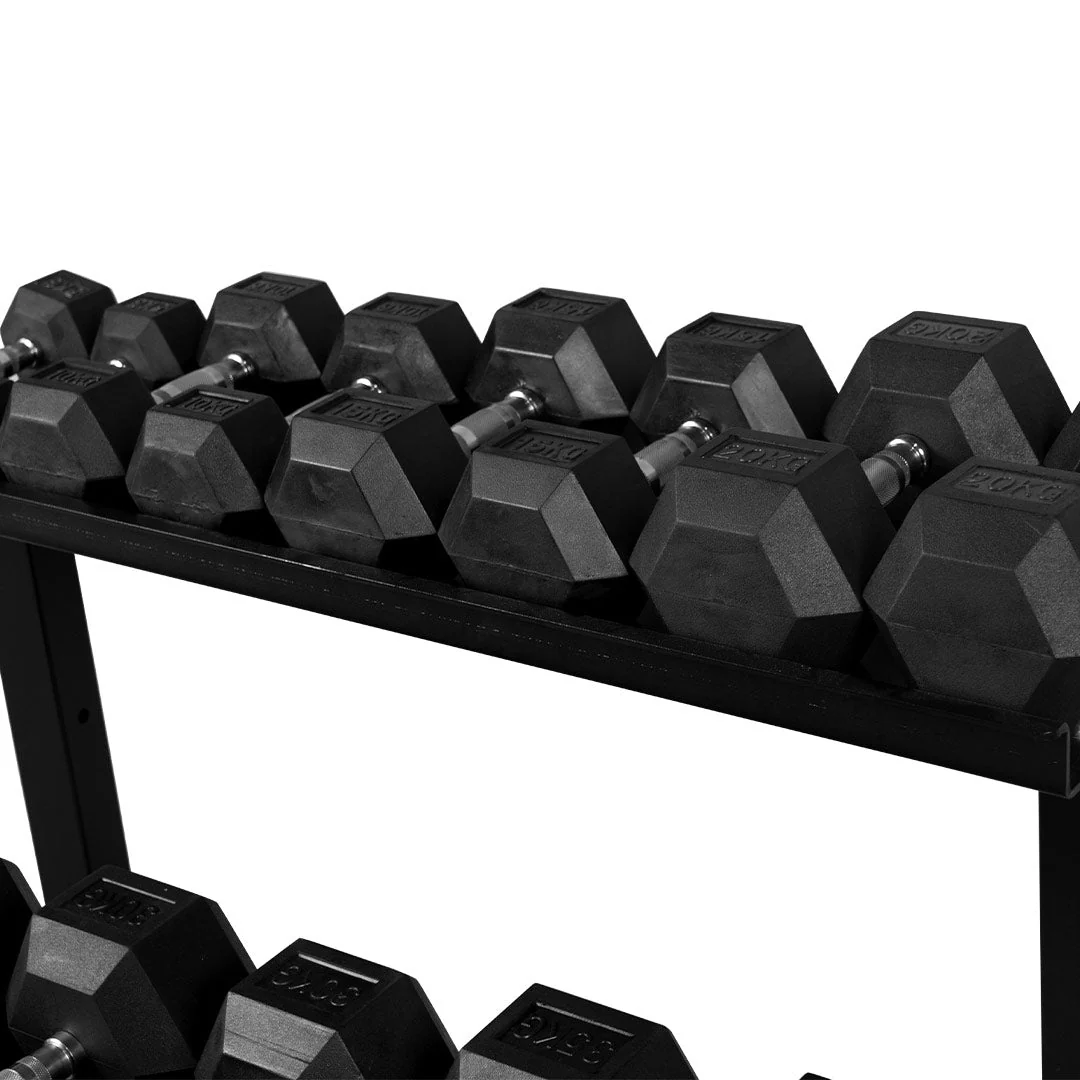 5kg-35kg Rubber Hex Dumbbell Set with Rack - Image 4