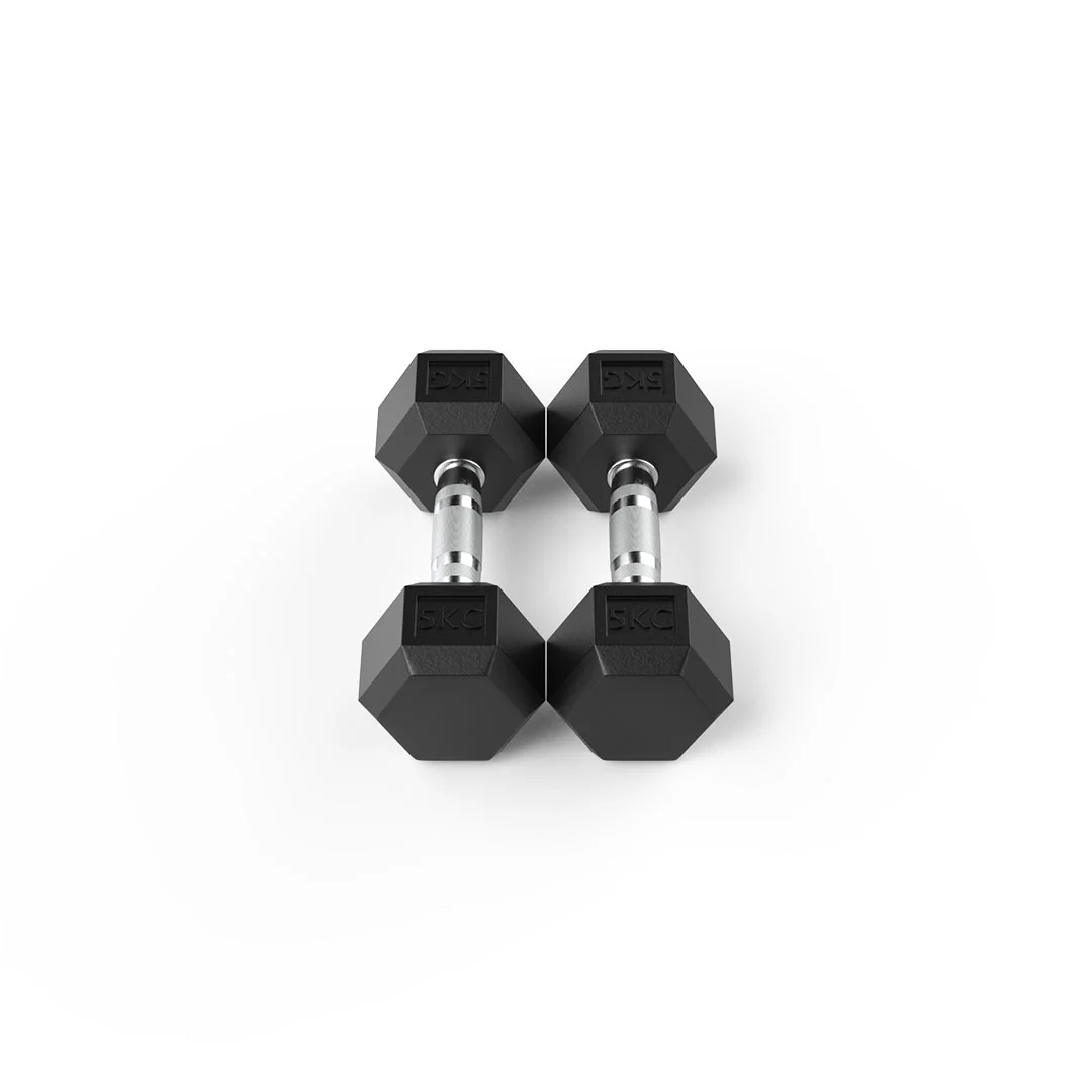 5kg Dumbbell Pair Durable Rubber Hex Design - Image 2