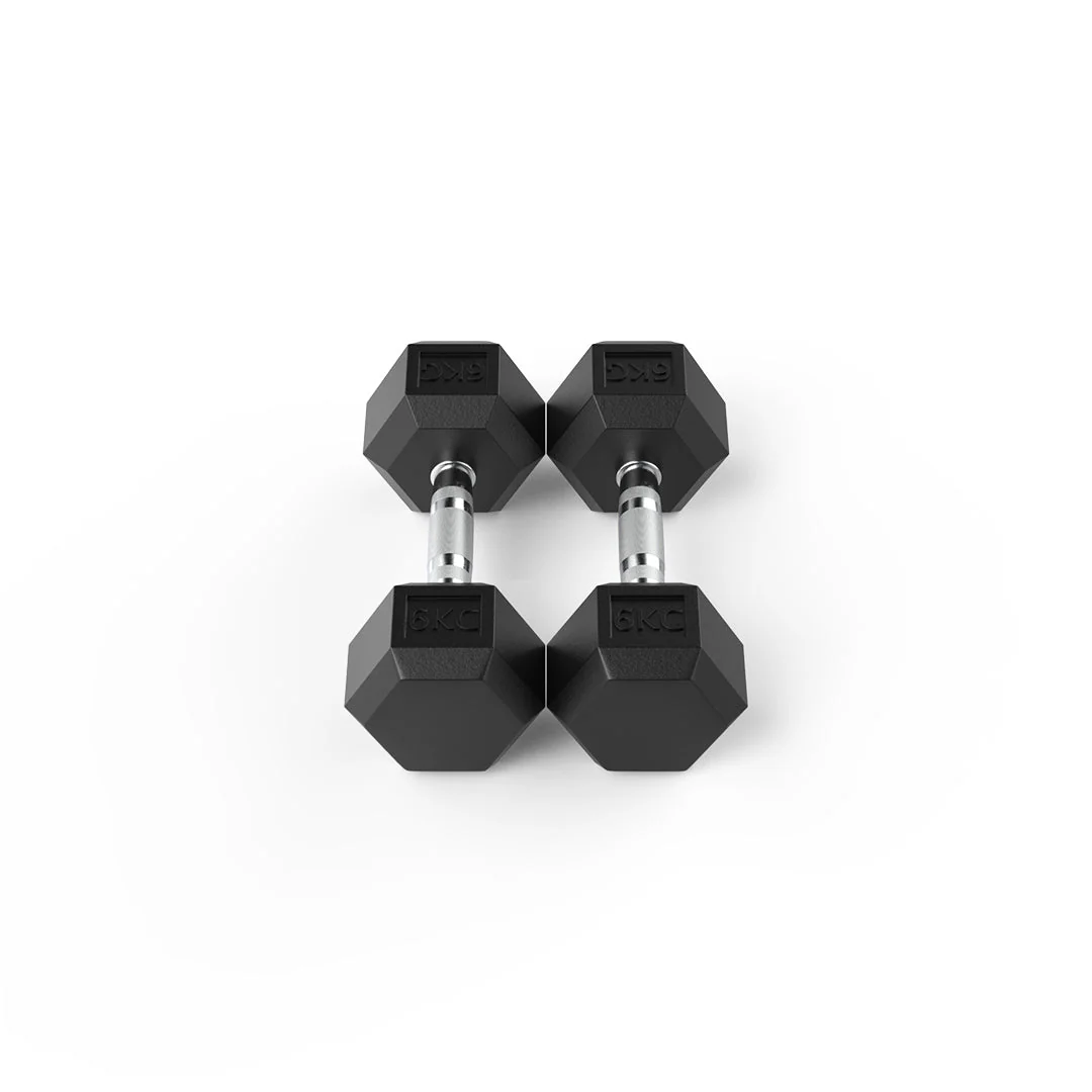 6kg Dumbbell Pair Durable Rubber Hex Design - Image 2