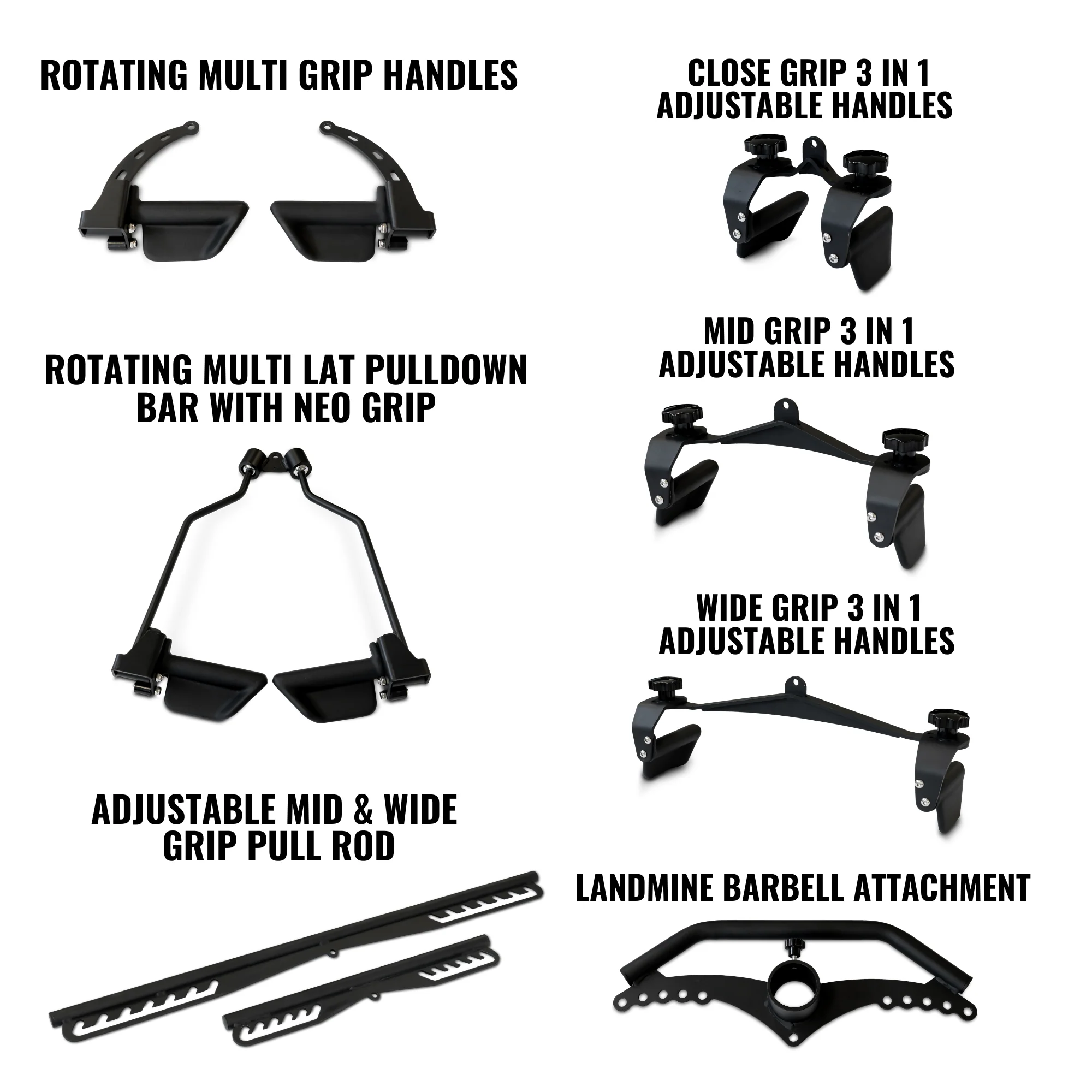 8-Piece Cable Attachment Kit with Adjustable NEO GRIP Handles and Rack - Image 6