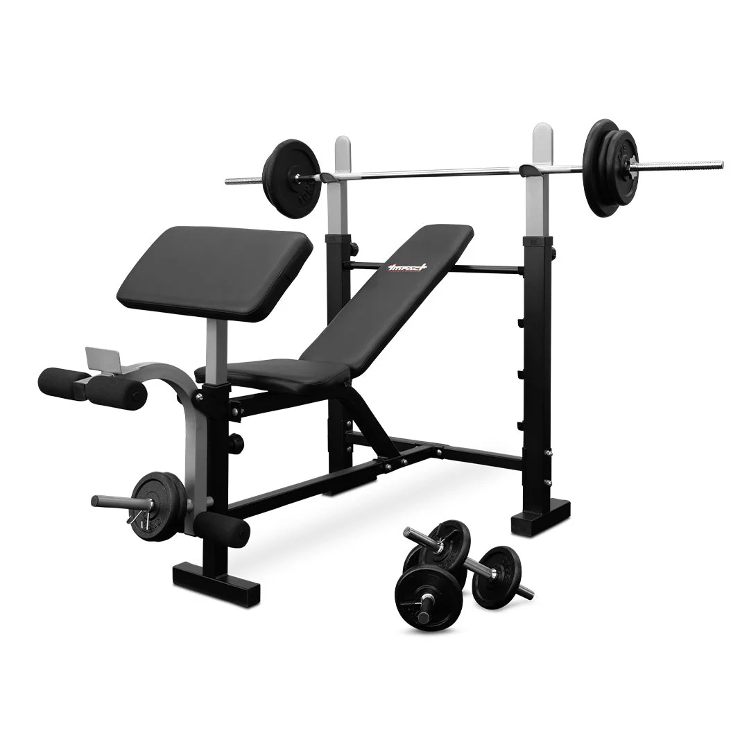 Weight Bench with 55kg Barbell Weight Set & Dumbbells - Image 4