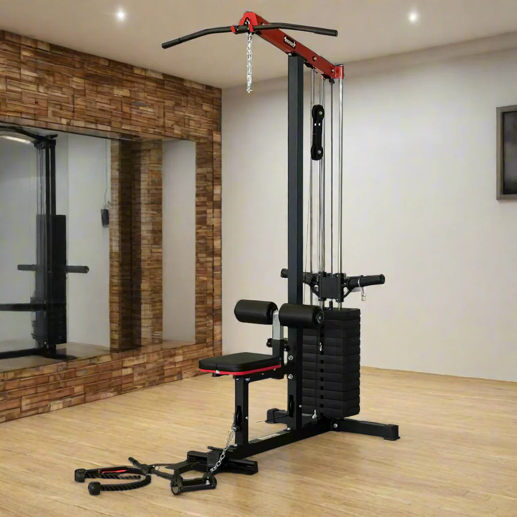 Lat Pulldown and Low Row Machine with Adjustable Weight Stack - Image 11