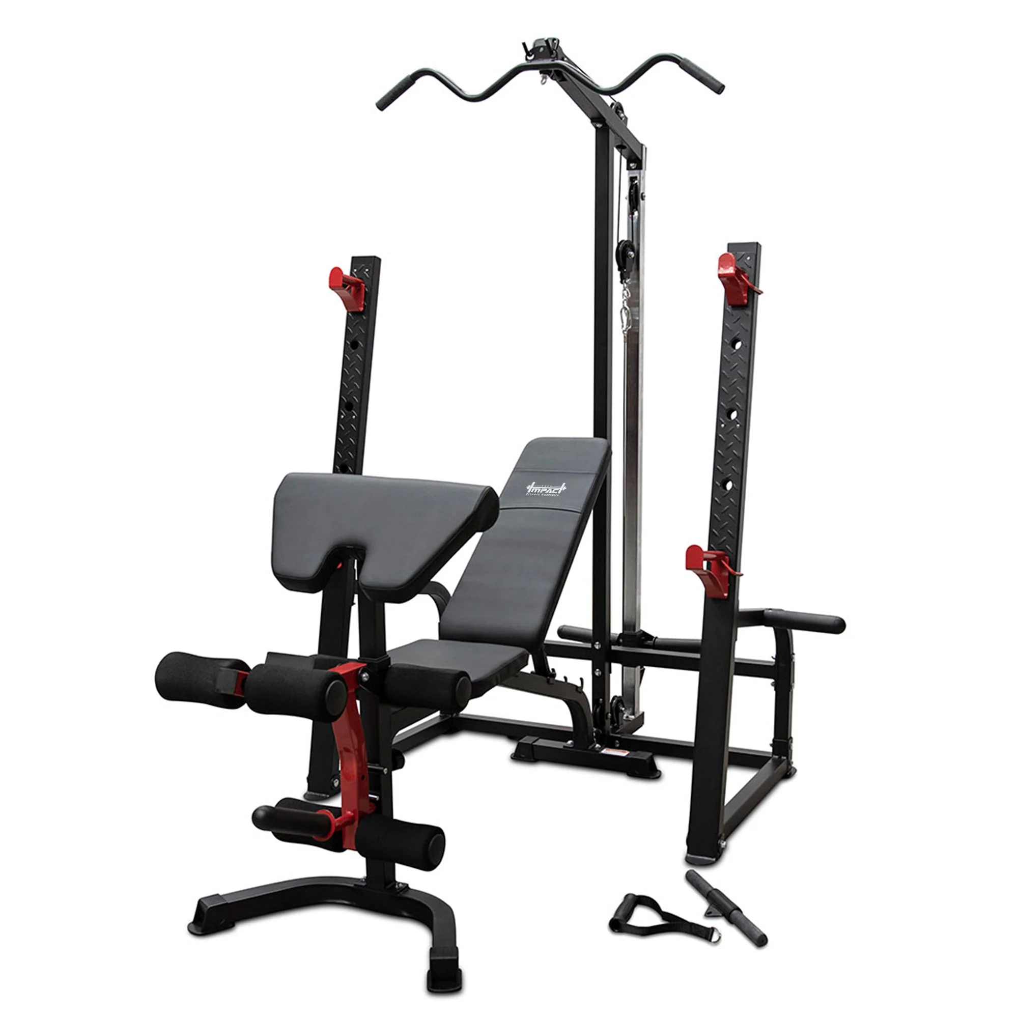 Squat Rack with Lat Pulldown - Adjustable Bench & 120kg Olympic Barbell Set - Image 3