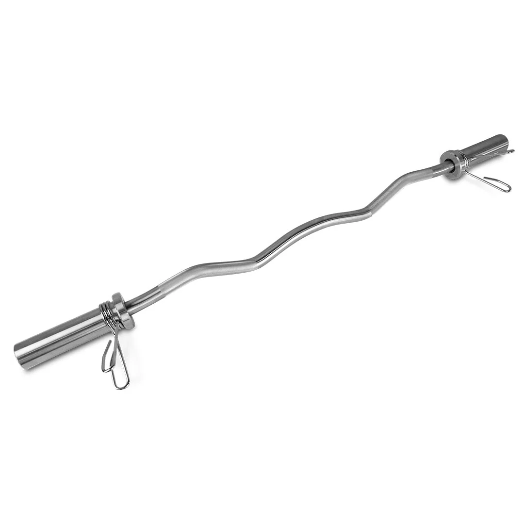 Pro Olympic Commercial EZ Curl Barbell with Clips - Image 3