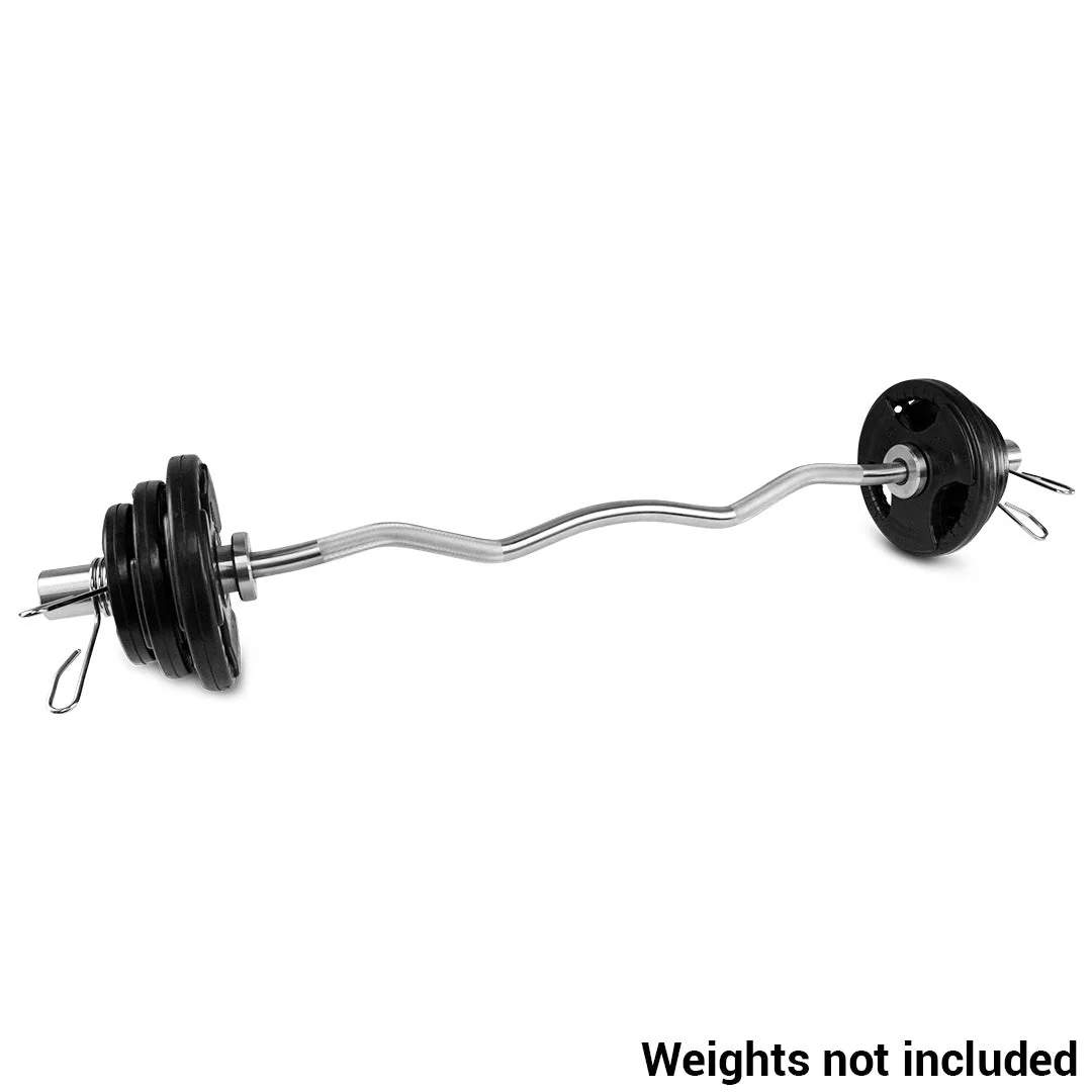 Pro Olympic Commercial EZ Curl Barbell with Clips - Image 5