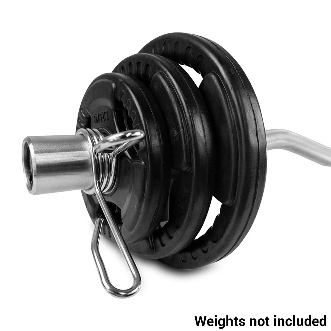 Pro Olympic Commercial EZ Curl Barbell with Clips - Image 6