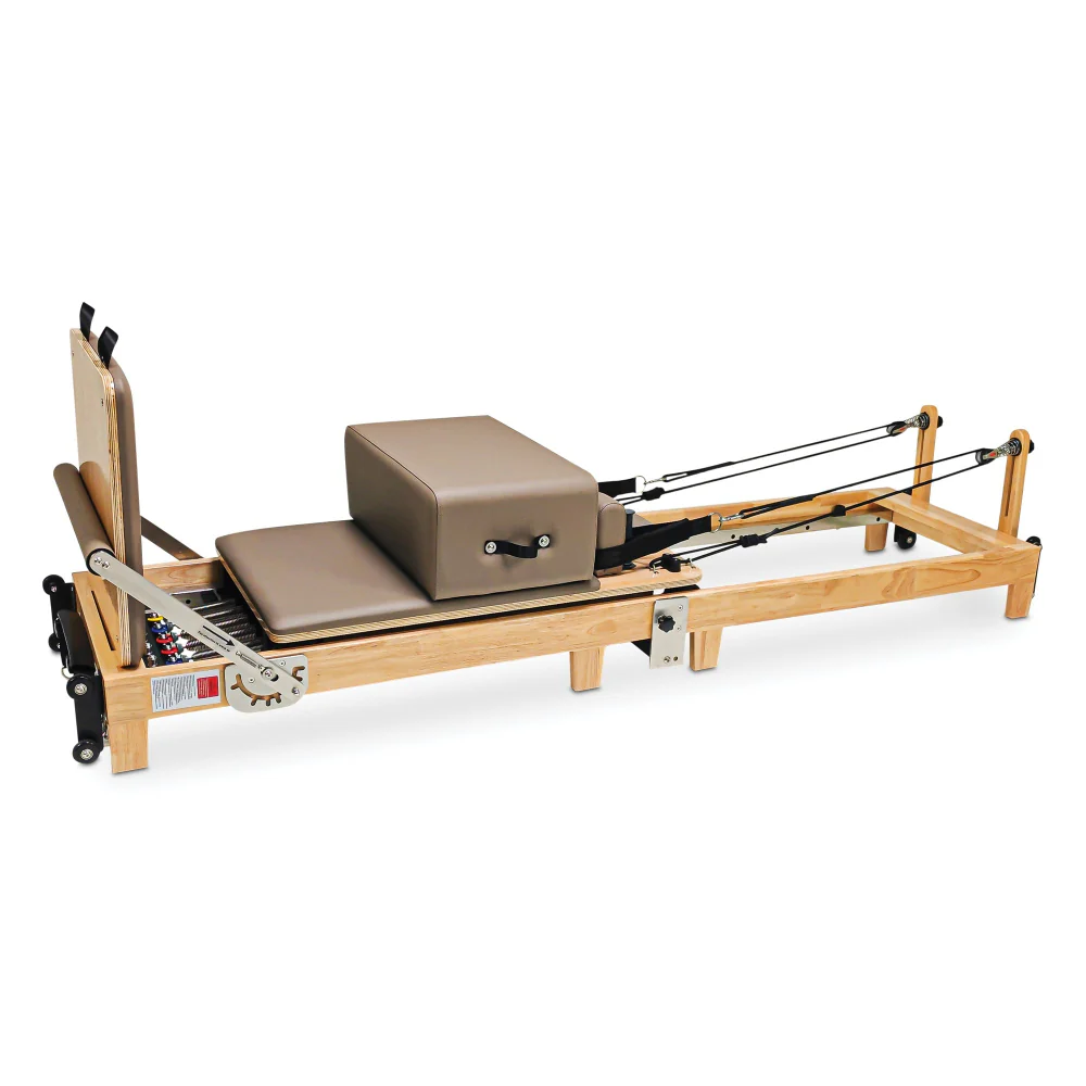 Foldable Pilates Reformer with Oakwood Frame and Accessories included