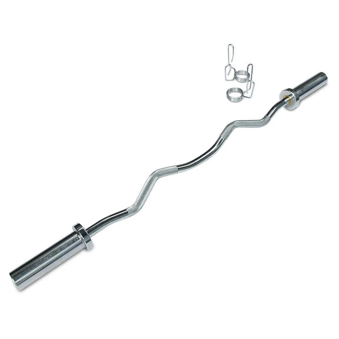 Pro Olympic EZ-Curl Barbell with spring clips included - Image 6