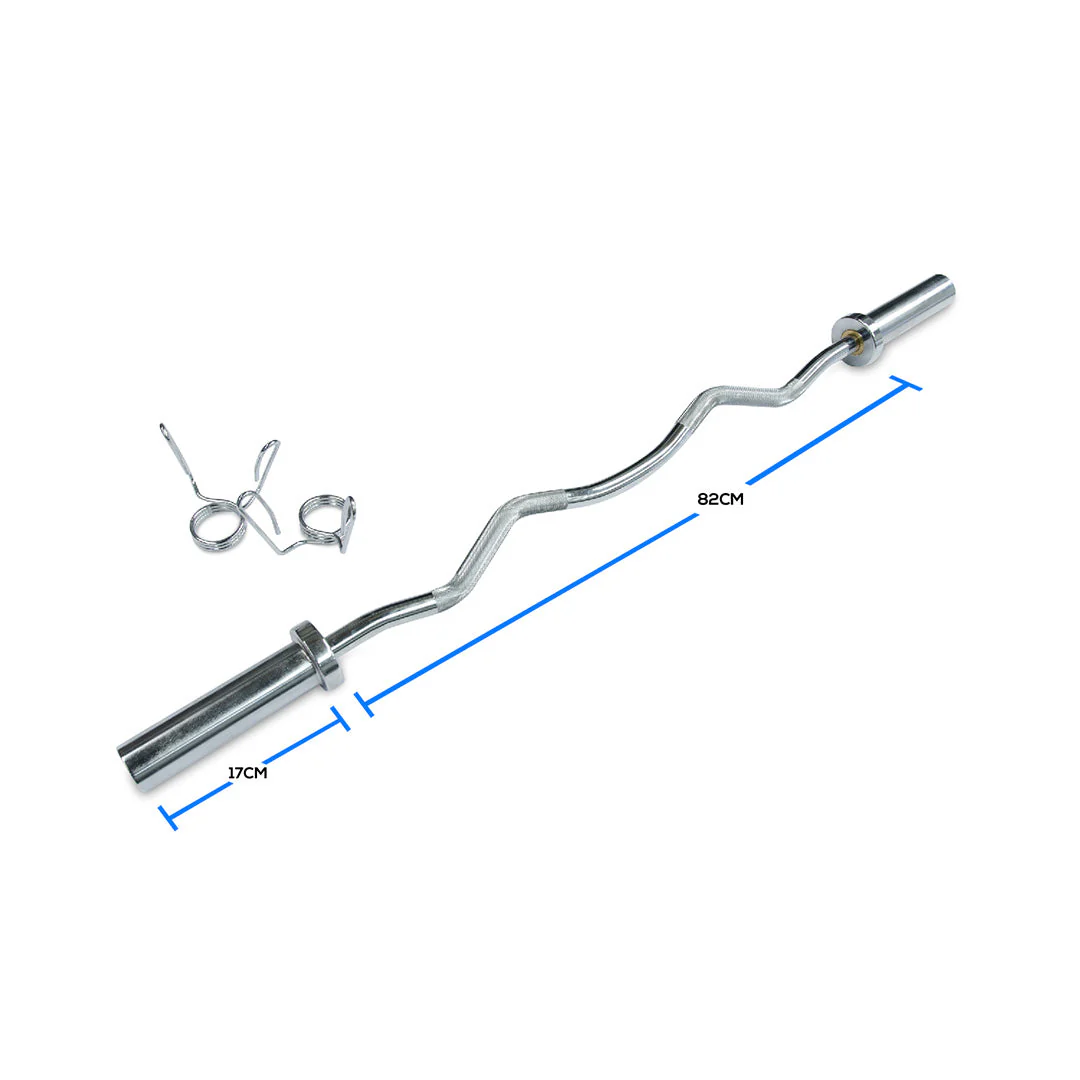 Pro Olympic EZ-Curl Barbell with spring clips included - Image 7
