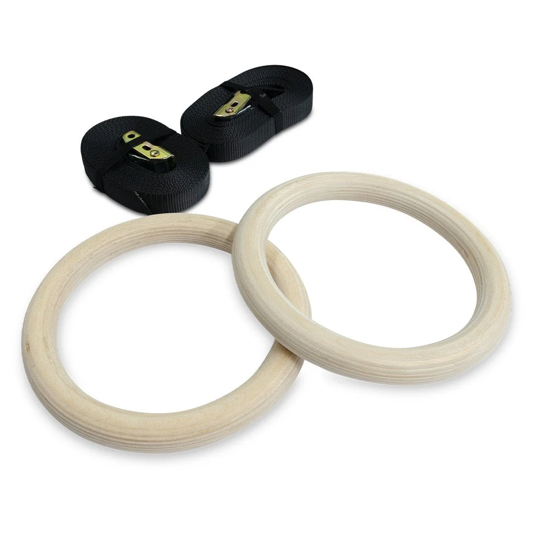 Durable Wooden Gym Rings (Pair)